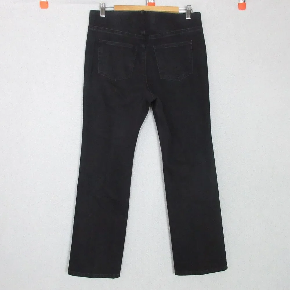 Soft Surroundings Pull On Pants Womens Petite M Black Stretch Slim Ankle 32x29.5